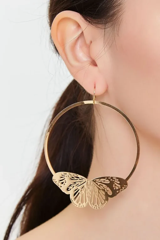 Cutout Butterfly Hoop Earrings
