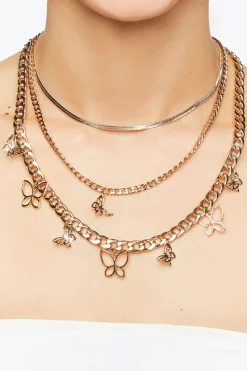 Cutout Butterfly Layered Necklace