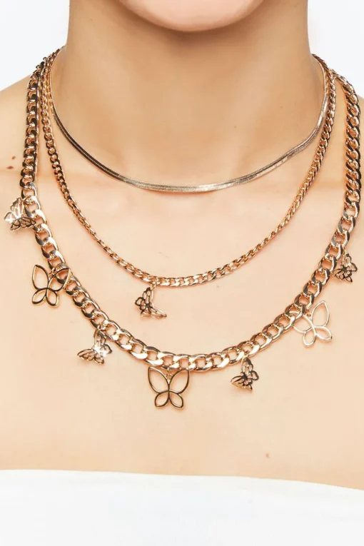 Cutout Butterfly Layered Necklace