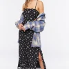 Cutout Chiffon Floral Midi Dress