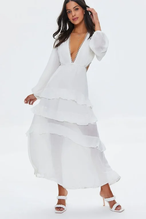 Cutout Chiffon Maxi Dress
