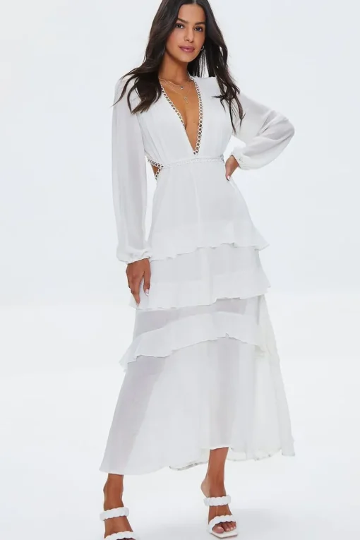 Cutout Chiffon Maxi Dress