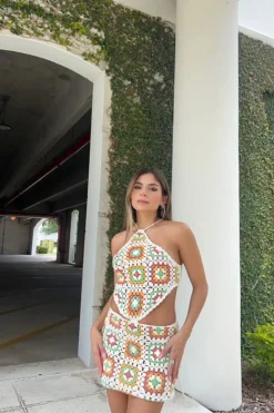 Cutout Crochet Mini Dress
