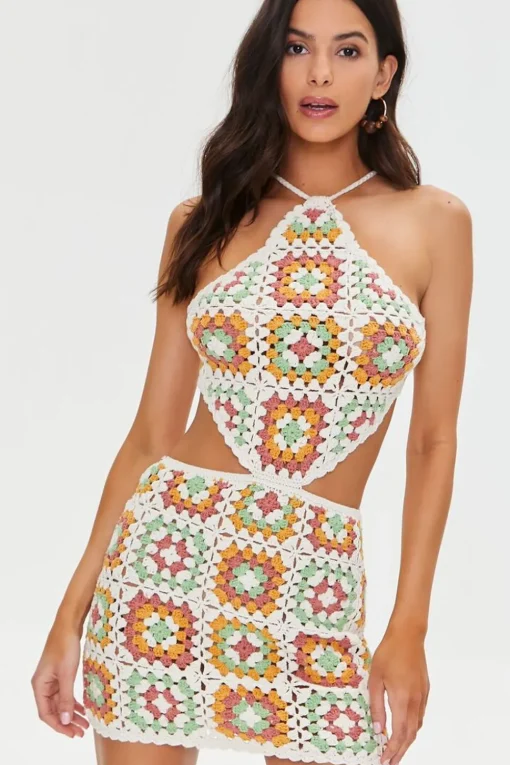Cutout Crochet Mini Dress