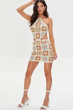 Cutout Crochet Mini Dress