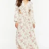 Cutout Floral Print Maxi Dress