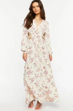 Cutout Floral Print Maxi Dress