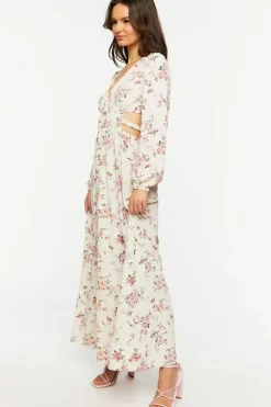 Cutout Floral Print Maxi Dress