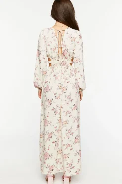 Cutout Floral Print Maxi Dress