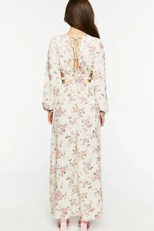 Cutout Floral Print Maxi Dress