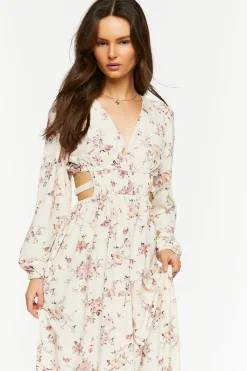 Cutout Floral Print Maxi Dress