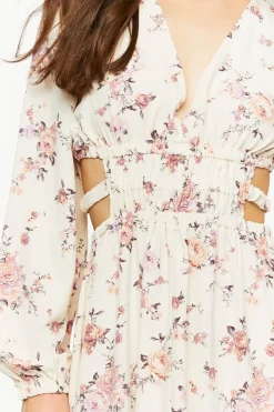 Cutout Floral Print Maxi Dress