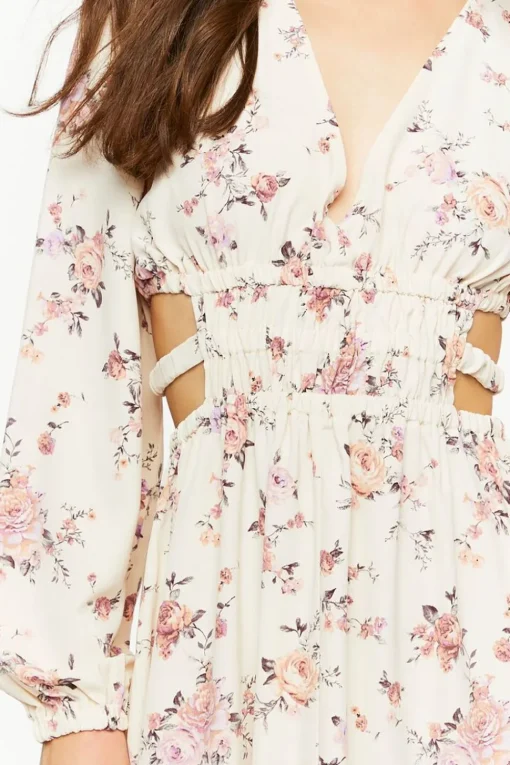 Cutout Floral Print Maxi Dress