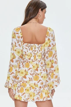 Cutout Floral Print Mini Dress