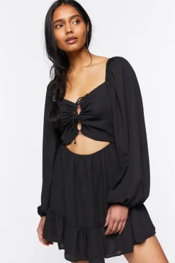 Cutout Lace-Up Mini Dress