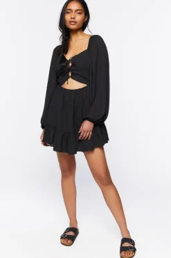 Cutout Lace-Up Mini Dress
