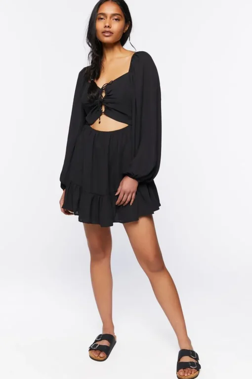 Cutout Lace-Up Mini Dress