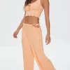 Cutout Lettuce-Edge Pajama Pants