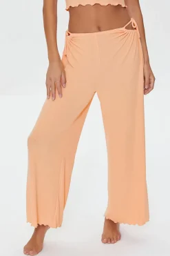 Cutout Lettuce-Edge Pajama Pants