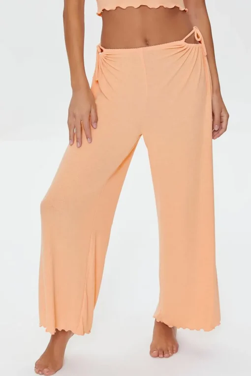 Cutout Lettuce-Edge Pajama Pants