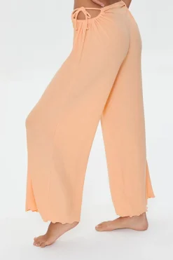 Cutout Lettuce-Edge Pajama Pants