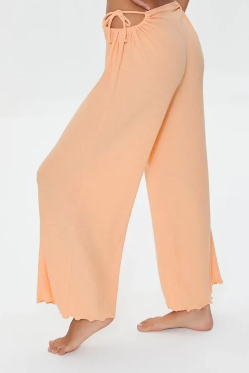 Cutout Lettuce-Edge Pajama Pants
