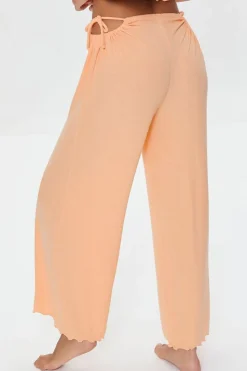 Cutout Lettuce-Edge Pajama Pants