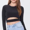 Cutout Long-Sleeve Crop Top