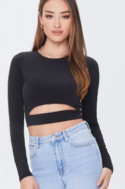 Cutout Long-Sleeve Crop Top