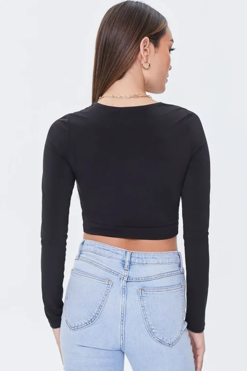 Cutout Long-Sleeve Crop Top
