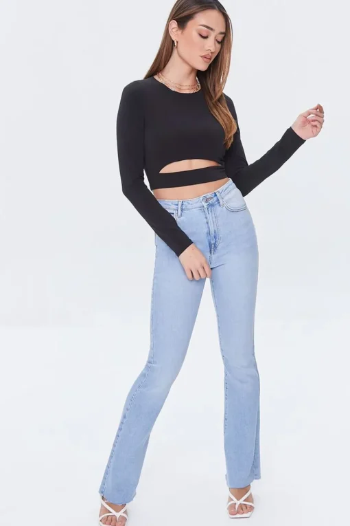 Cutout Long-Sleeve Crop Top