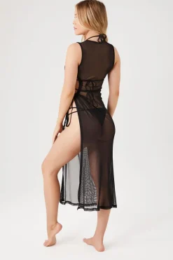 Cutout Mesh Swim Cover-Up Dress
