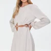 Cutout Peasant-Sleeve Mini Dress