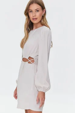 Cutout Peasant-Sleeve Mini Dress