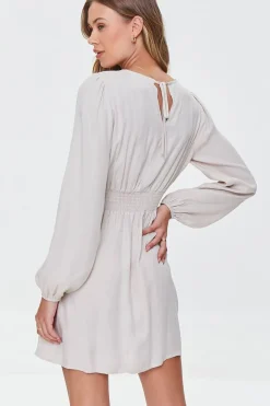 Cutout Peasant-Sleeve Mini Dress