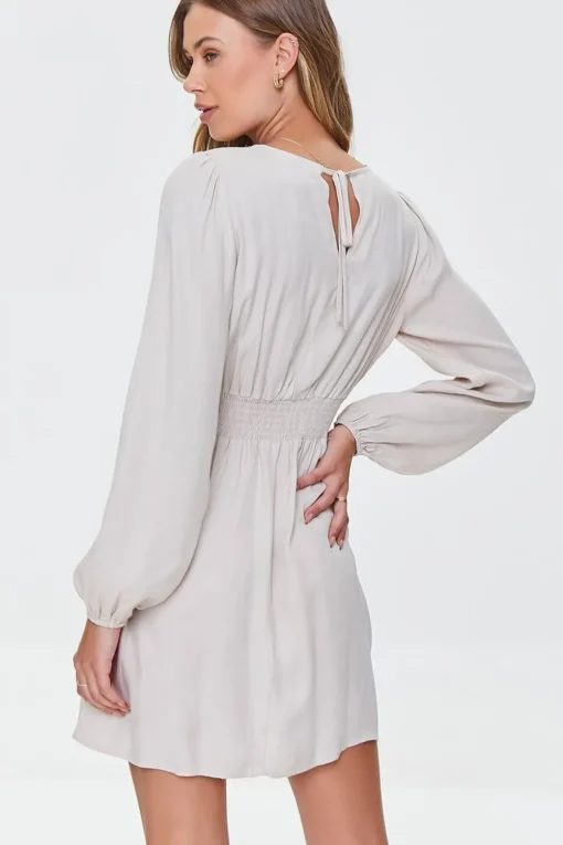 Cutout Peasant-Sleeve Mini Dress