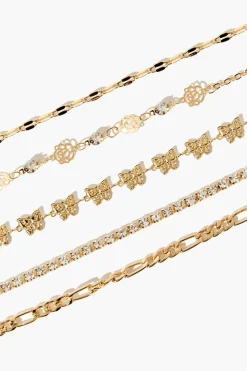 Cutout Rose & Butterfly Bracelet Set