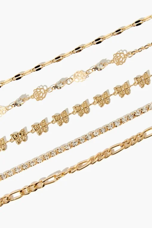 Cutout Rose & Butterfly Bracelet Set