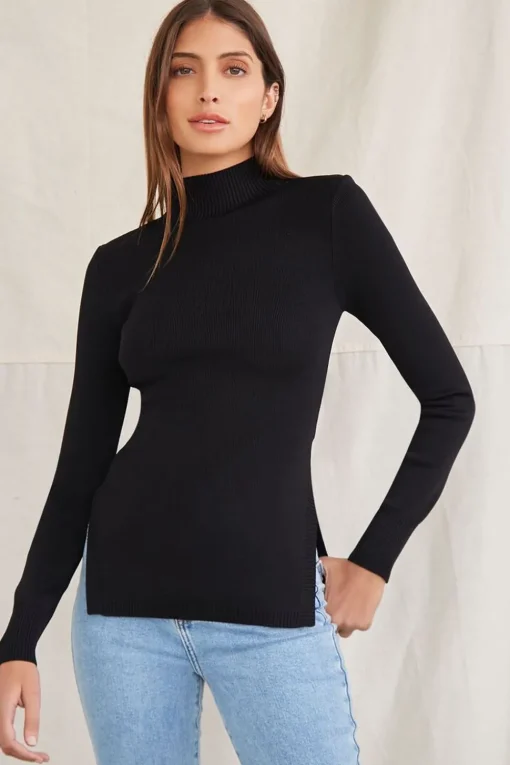 Cutout Side-Slit Sweater