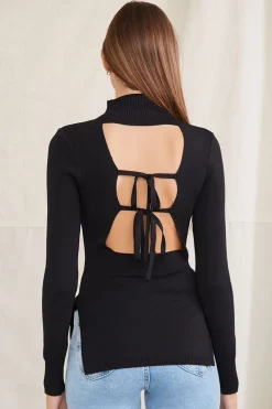 Cutout Side-Slit Sweater