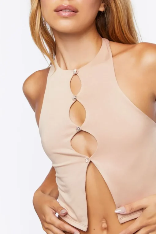 Cutout Split-Front Crop Top
