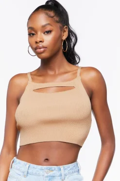 Cutout Sweater-Knit Cropped Cami
