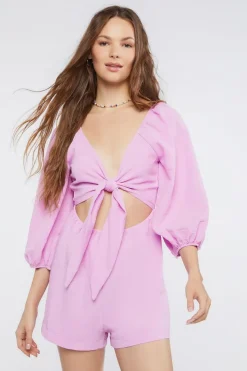 Cutout Tie-Front Romper