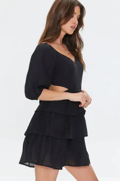 Cutout Tiered Ruffled Mini Dress