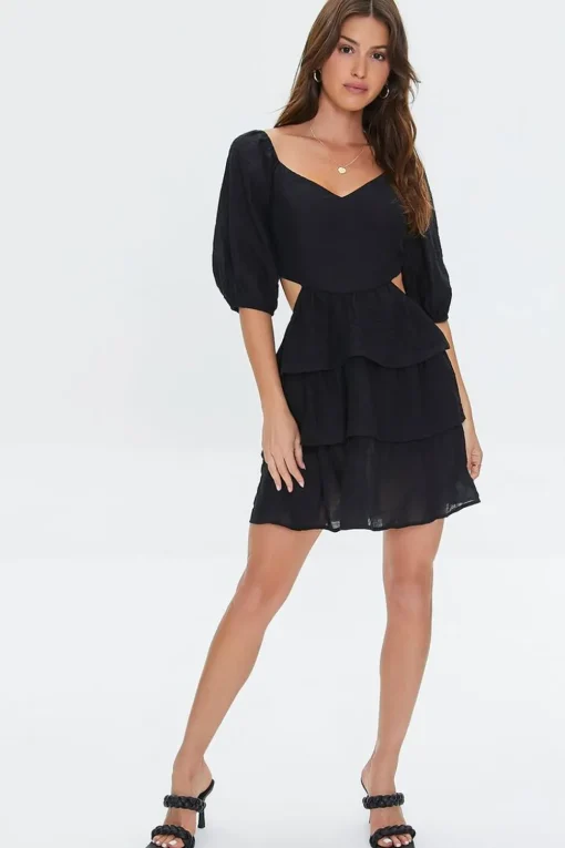 Cutout Tiered Ruffled Mini Dress