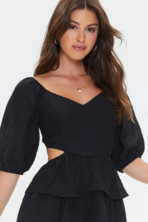 Cutout Tiered Ruffled Mini Dress