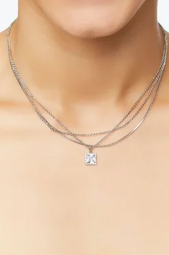Cz Layered Pendant Necklace