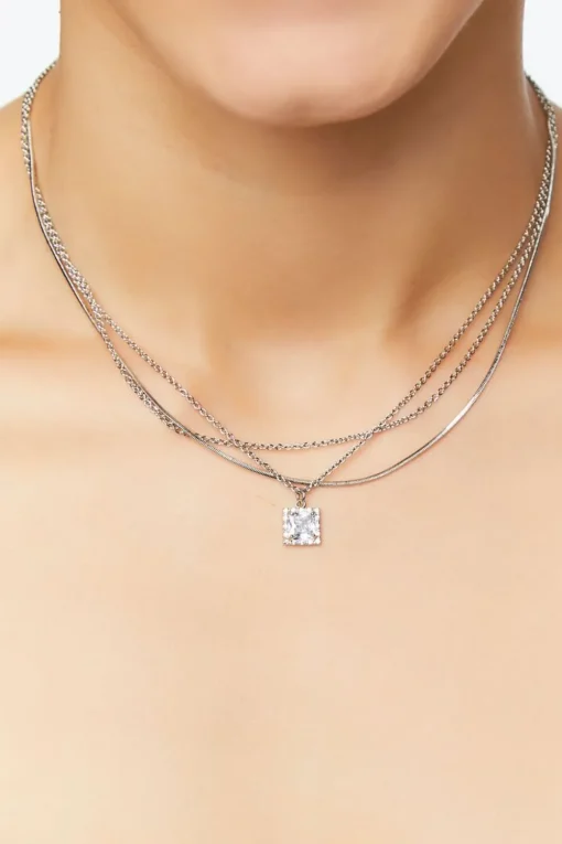 Cz Layered Pendant Necklace
