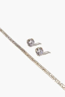 Cz Necklace & Stud Earring Set