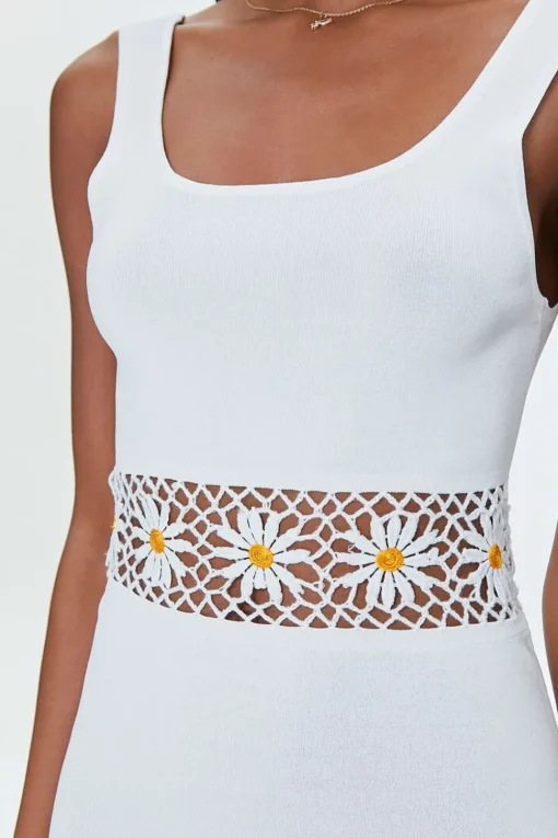 Daisy Crochet Sweater-Knit Dress